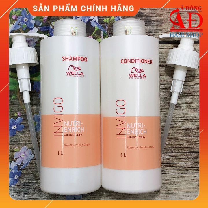 Dầu Gội Xả Wella Invigo Enrich dưỡng ẩm suôn mượt tóc khô hư tổn 1000ml