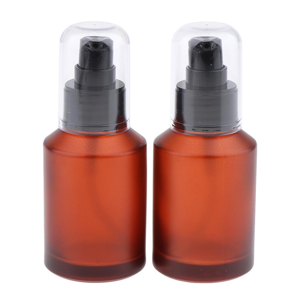 3 Pairs Empty Lotion Pump Spray Bottle Shading Cosmetic Amber Glass Bottles