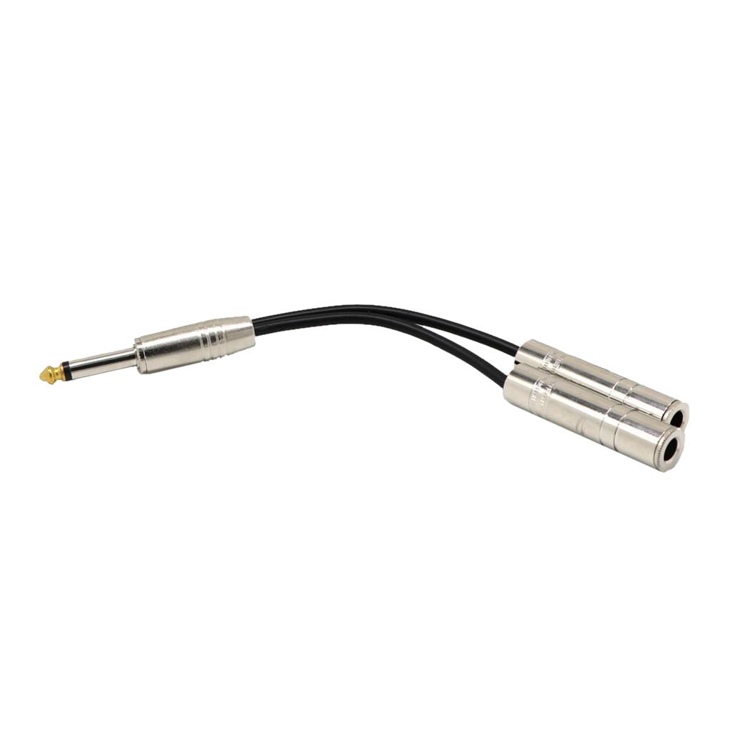 1/4'' 6.35mm Mono Plug / Male to Dual 1/4'' 6.35mm Jack /Female Splitter Adapter Cable Converter 0.2m