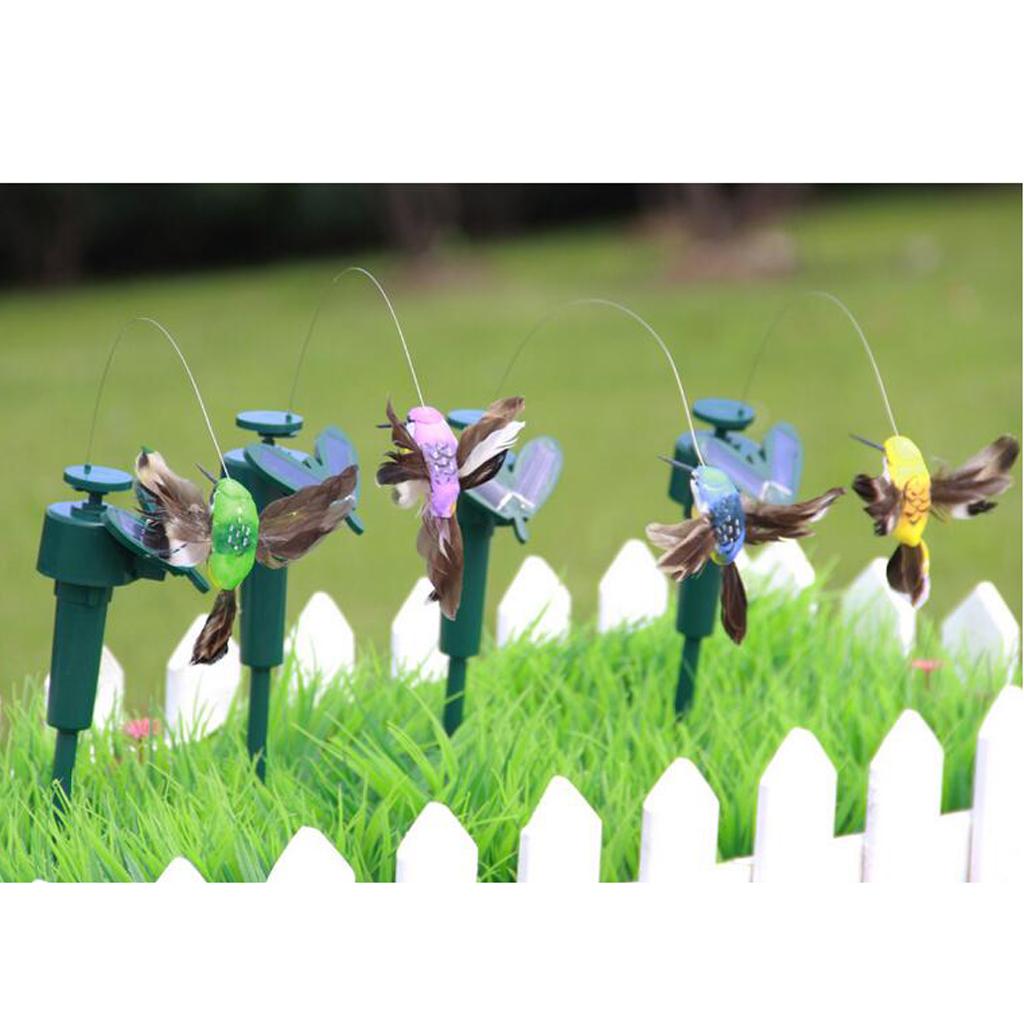 2x Solar / Battery Powered Flying Fluttering Feathered Bird Garden Stakes