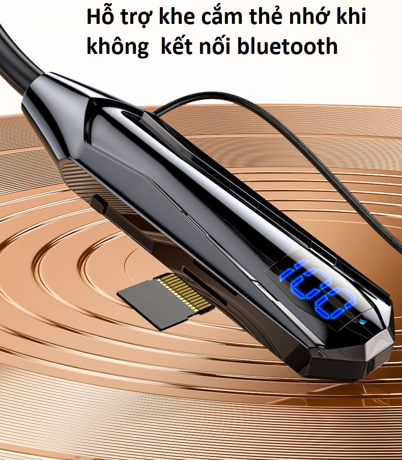 Tai Nghe  Thể Thao Quàng Cổ  4 loa  Bluetooth 5.3  Âm Vòm 360 Độ, Pin Khủng 1000mAh Sử Dụng 80 - 100 Giờ, Led Báo % Pin , Hỗ  Trợ Khe Cắm Thẻ Nhớ