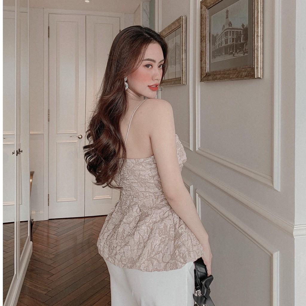 Áo peplum 2 dây nơ to xoắn ngực