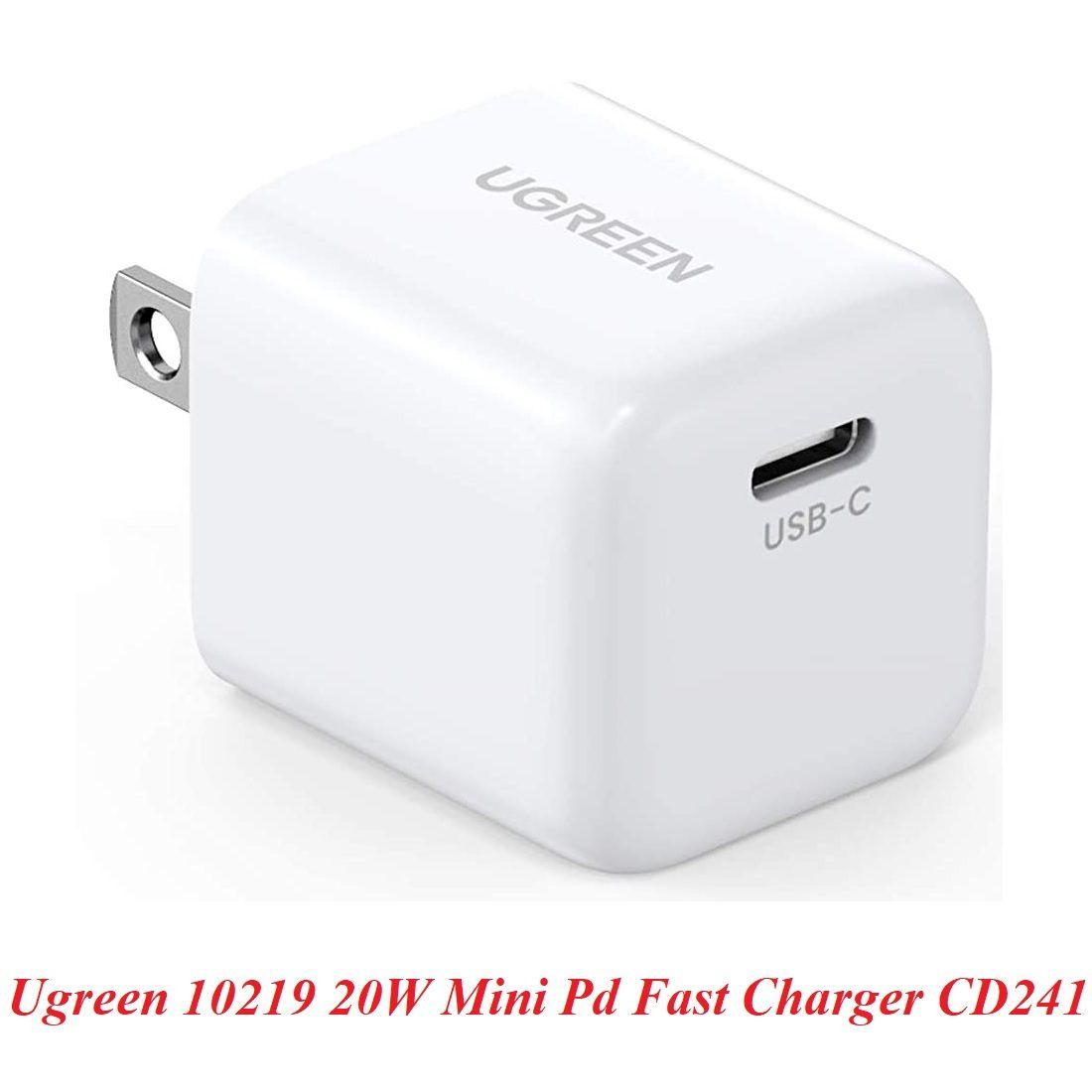 Ugreen UG10219CD241TK 20W PD sạc nhanh cổng usb type c power delivery chân sạc chuẩn US màu trắng - HÀNG CHÍNH HÃNG