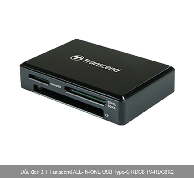 Đầu đọc thẻ nhớ  Transcend TS-RDC8K2 (USB Type-C) - Hàng chính hãng