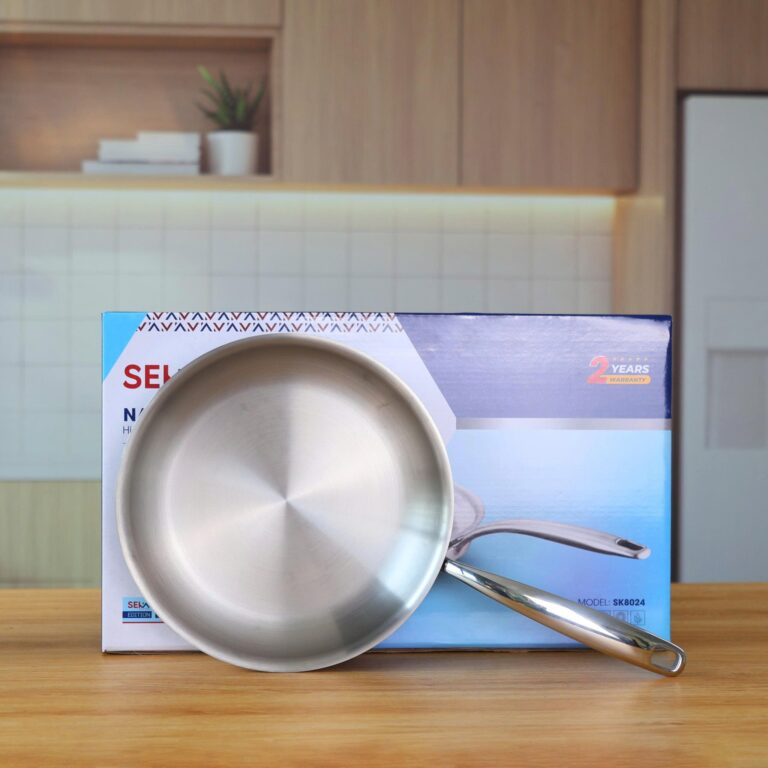 Chảo Inox Cạn Lòng Nanomax Seka 24cm SK8024 28cm SK8028 Đáy Từ 3 Lớp Công Nghệ Nano Nhiệt Lạnh - Hàng Chính Hãng