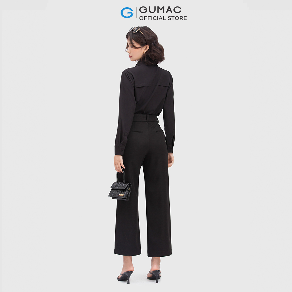Áo sơ mi nữ GUMAC AC09081 tay dài giấu nút thân sau rã đô thanh lịch sang trọng