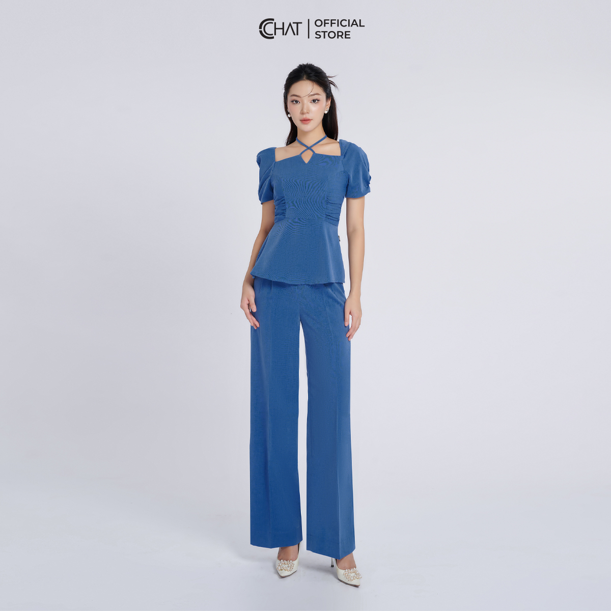 Set Đồ Nữ Bộ Quần Áo Cổ Vuông Dáng Suông Chất Thô Cao Cấp 53BNT2003ST