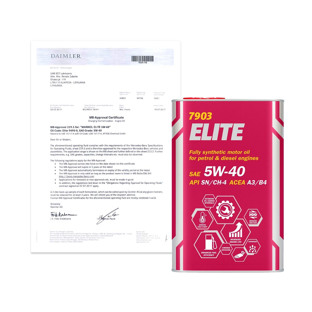 [PRO] Nhớt MANNOL 7903 Elite 5W-40 SN/CH-4 A3/B3 Tùy Chọn 1L | 4L Tổng Hợp Toàn Phần Cao Cấp Chứa Ester Đa Năng Cải Tiến