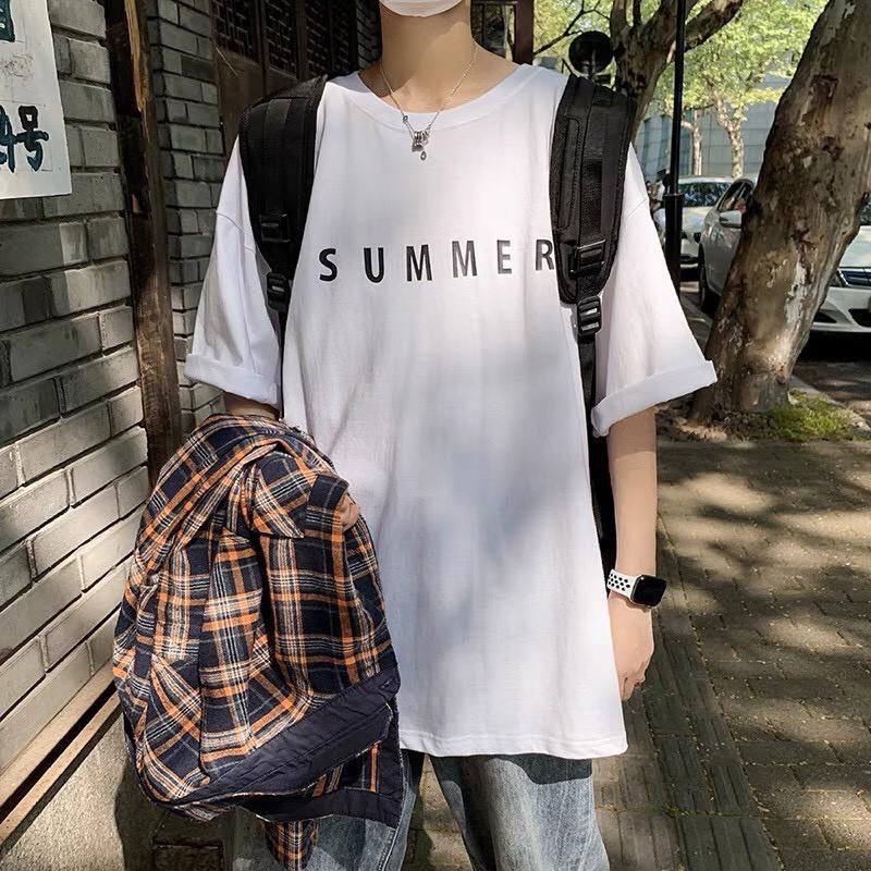 Áo Thun SUMMER tay lỡ form rộng Unisex 38-65kg Nam Nữ