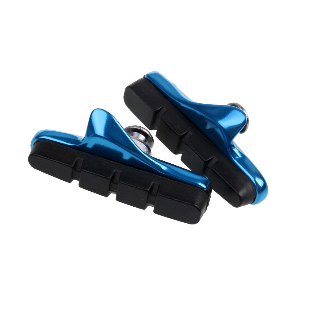 2 Pair Mountain Road Bicycle Cycling Bike Braking V-Brake Holder Shoes Rubber Pads Blocks Durable Parts