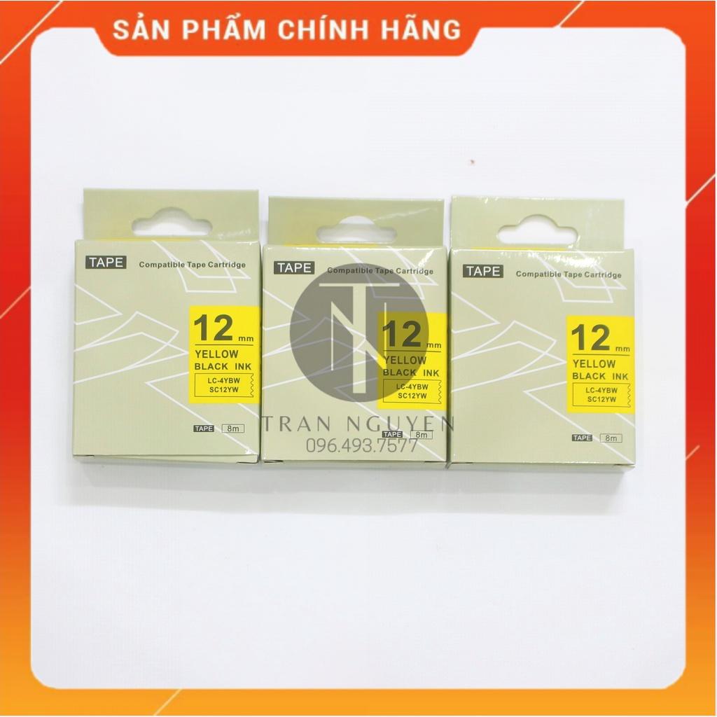 [Combo 3 hộp] Nhãn in Tepra SC12YW (LC-4YBW) - Chữ đen nền vàng 12mm x 8m - Hàng nhập khẩu