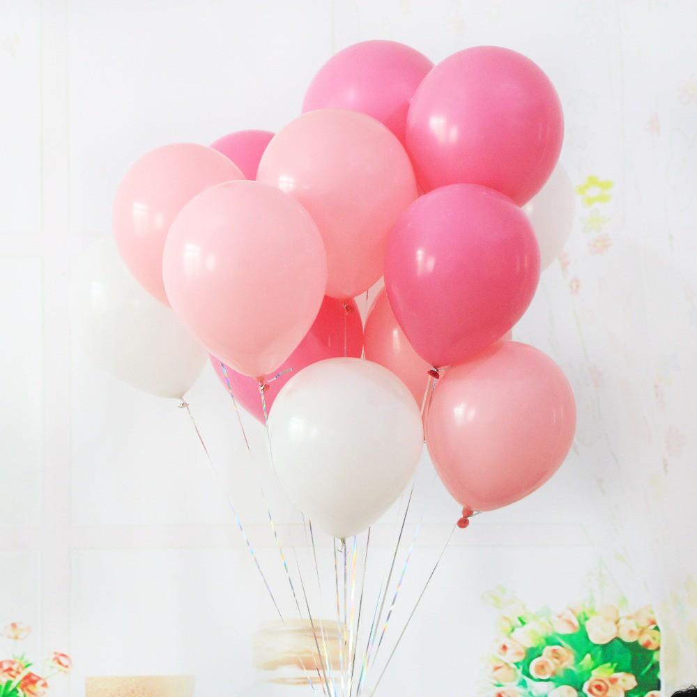 Combo 30 bóng màu hồng và trắng
