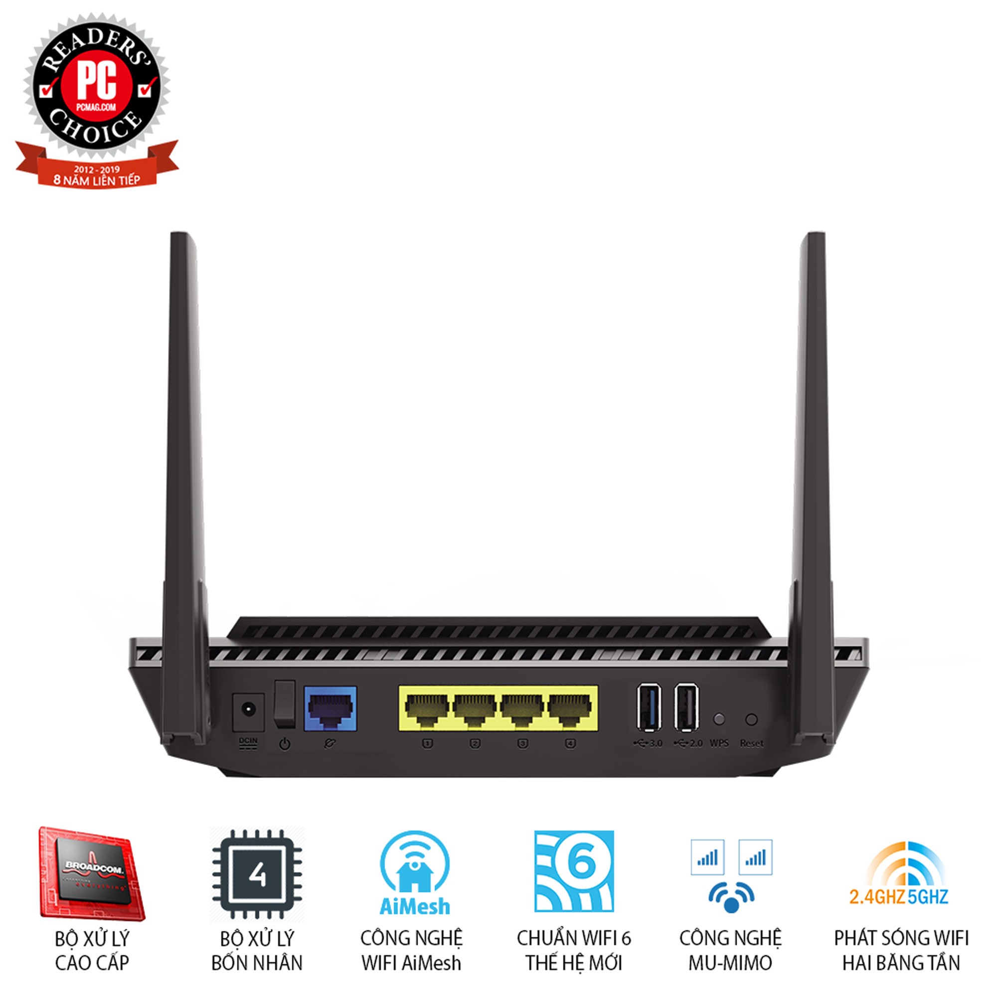 Gaming Router Wifi Asus RT-AX56U AX1800 WiFi 6 Băng Tần Kép AiMesh AiProtection MU-MIMO OFDMA - Hàng Chính Hãng