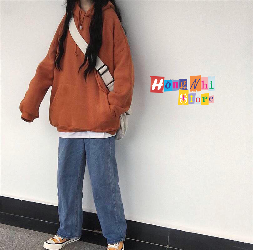 Áo Hoodie Trơn Màu Cam Đất Cao Cấp Dáng Rộng Unisex Nam Nữ Mặc Được - MM