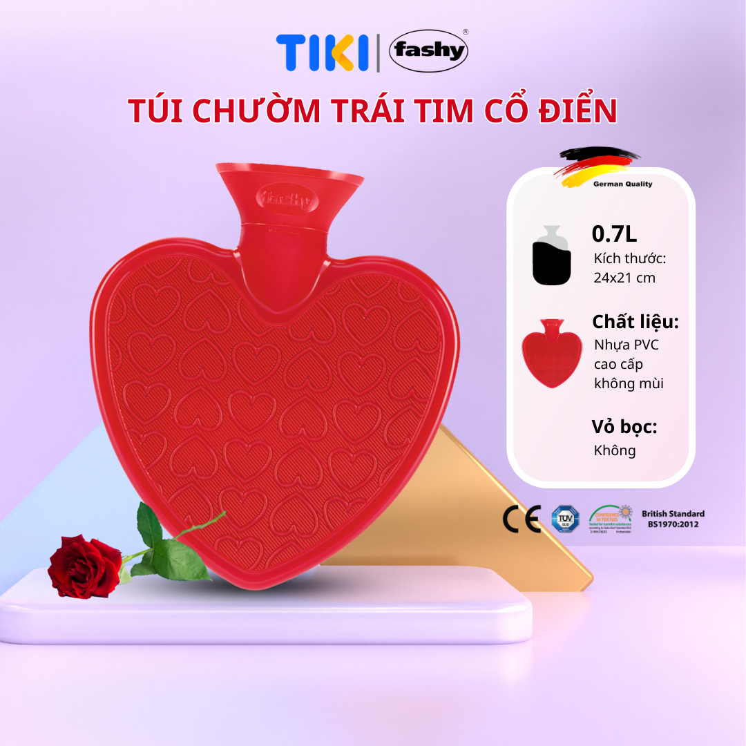 Túi chườm Fashy Germany hình trái tim màu đỏ trong suốt 100% nhập khẩu từ Đức