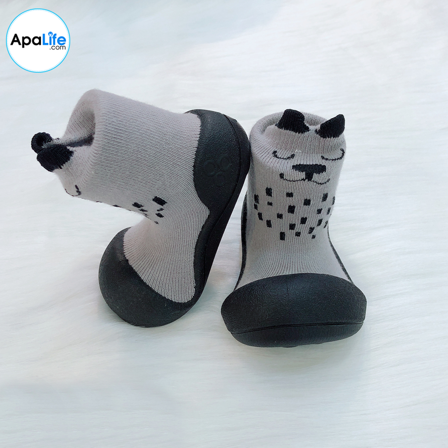 Attipas Cutie Gray AT002 - Giày tập đi cho bé trai /bé gái từ 3 - 24 tháng nhập Hàn Quốc: đế mềm, êm chân & chống trượt