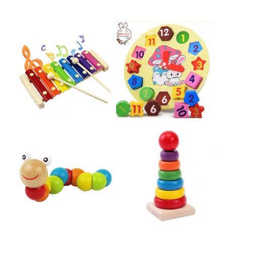 Bộ Đồ Chơi Giáo Cụ, ComBo Nhiều Món Đồ Chơi Gỗ Giúp Bé Phát Triển Trí Tuệ Toàn Diện