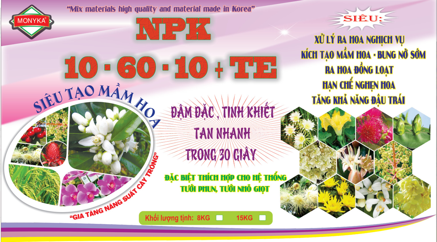 XÔ PHÂN BÓN TẠO MẦM HOA NPK 10-60-10 TE