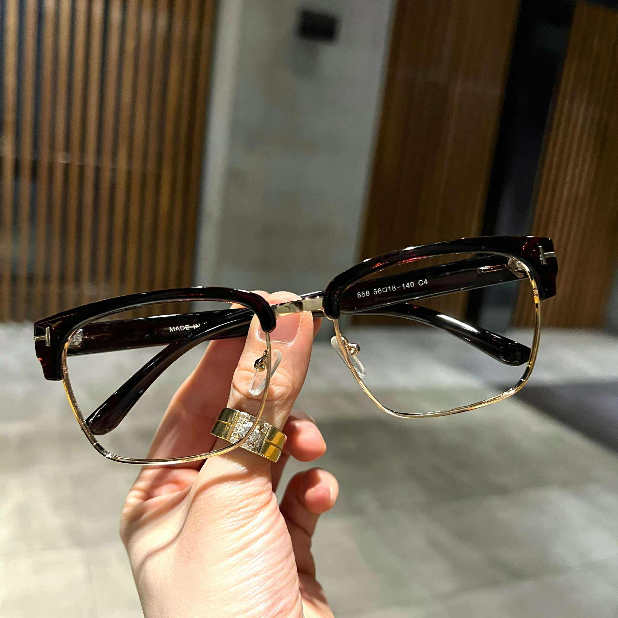 Kính thời trang unisex Mắt vuông nửa viền cao cấp