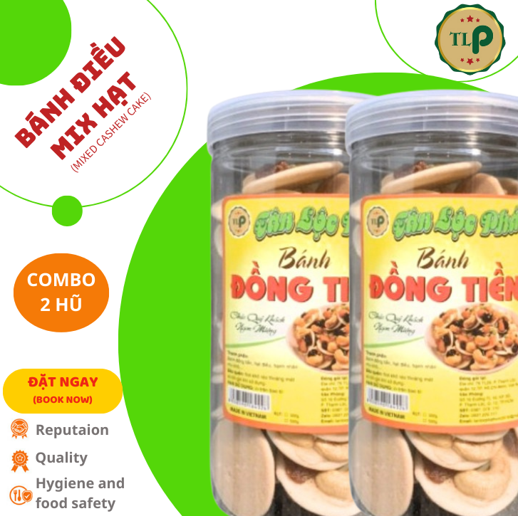 BÁNH ĐỒNG TIỀN MIX HẠT TÂN LỘC PHÁT COMBO 2 HŨ - MỖI HŨ 300G