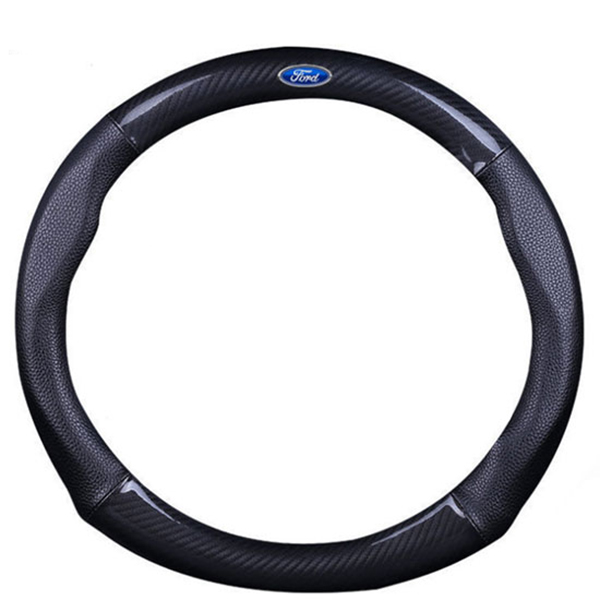 Bọc vô lăng TTAUTO cho xe ô tô từ 4 đến 7 chỗ chất liệu da vân carbon cao cấp có logo FORD