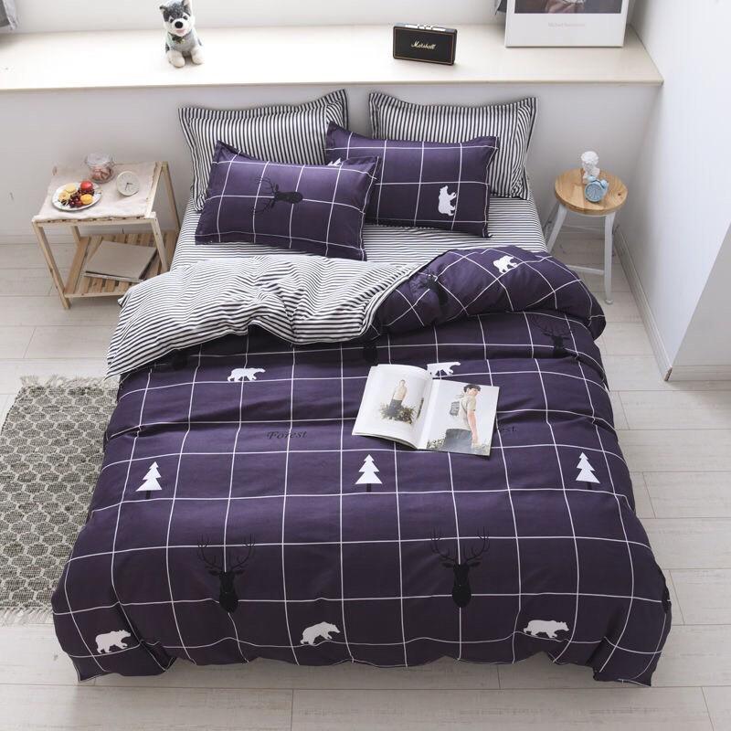 BỘ CHĂN GA GỐI POLY COTTON KẺ HỒNG