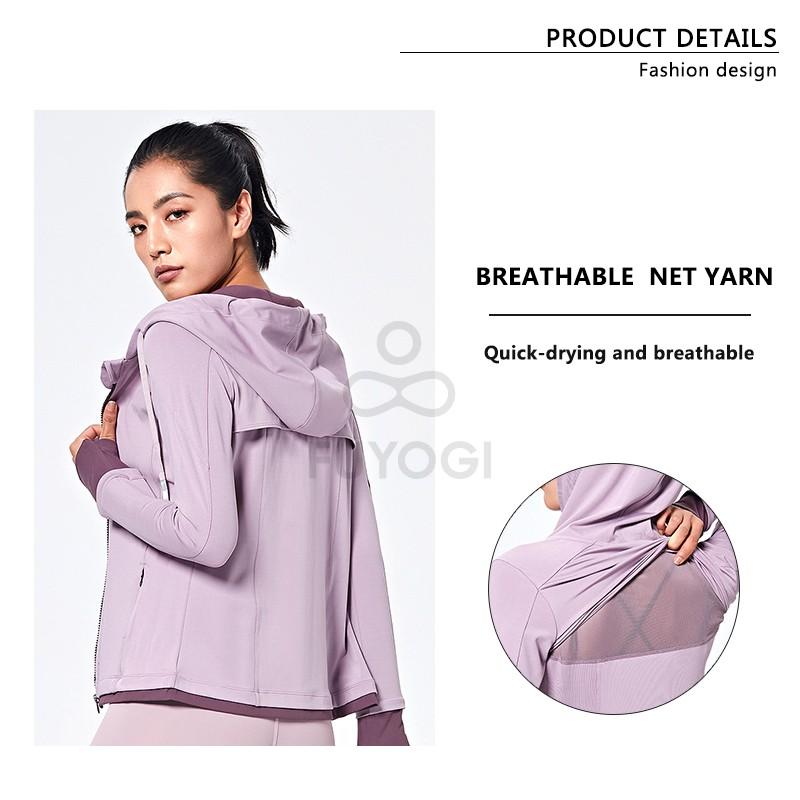 Women's Sports Jacket Breathable Slim Fit Long Sleeve Hooded Sweatshirt Outdoor Running Fitness Sportswear