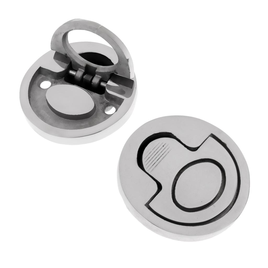 2 Pieces Marine 316 Stainless Steel Boat Hardware Flush Fitting Lifting Pull Hatch Lift Ring Handle