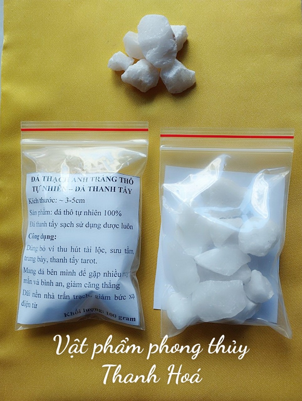 100 gr Thạch Anh Trắng Thô Tự Nhiên - Đá Thanh Tẩy