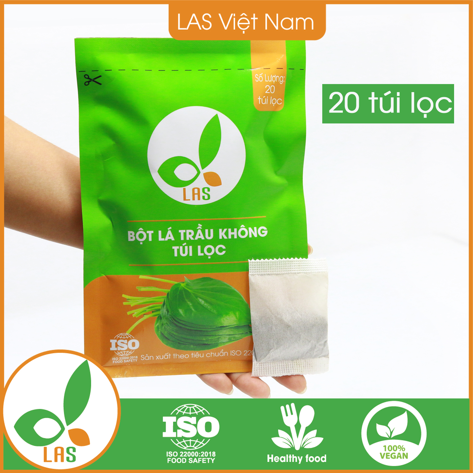 Bột lá trầu không dạng túi lọc - Gói 20 túi lọc (60gr) | LAS Việt Nam