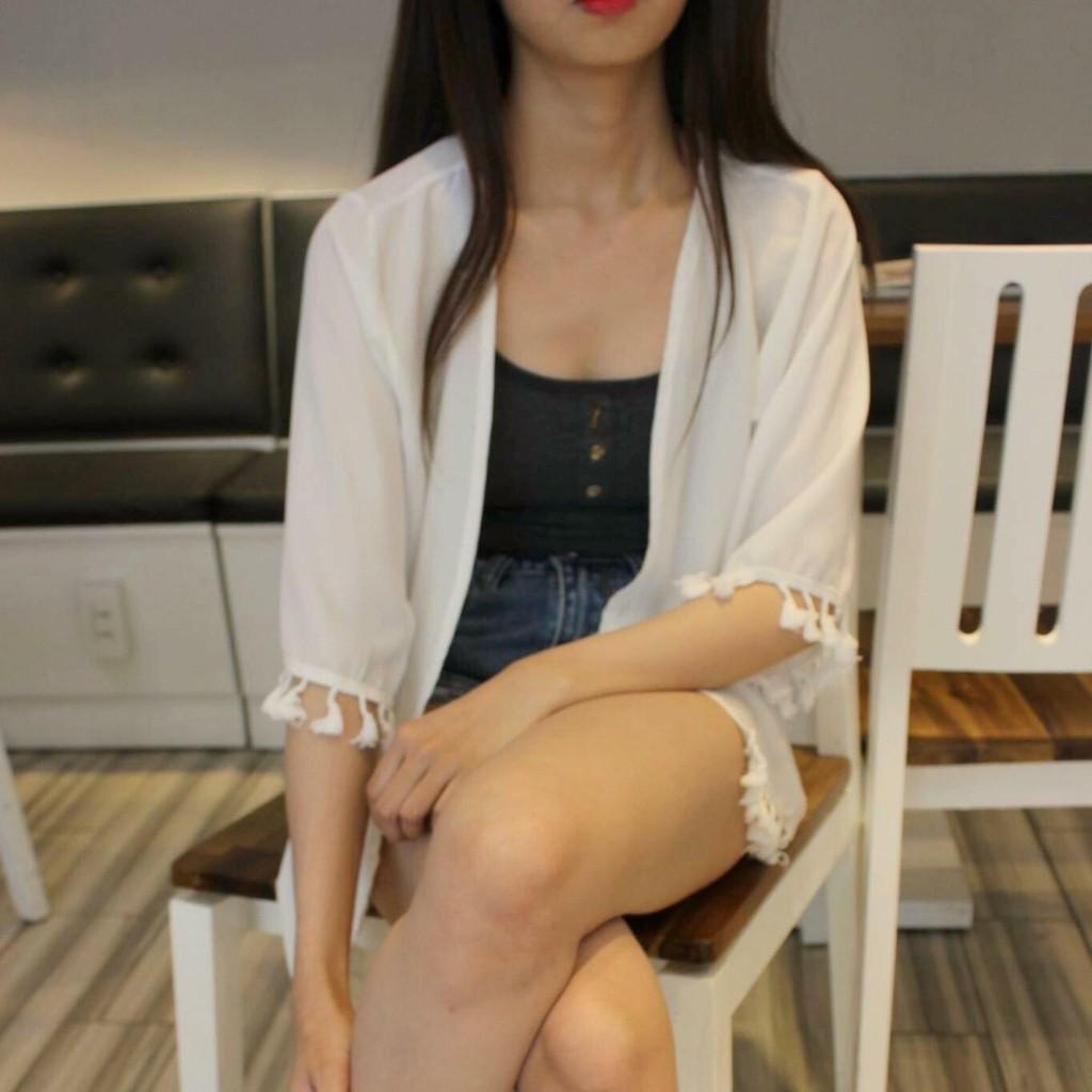 Aó khoác cardigan tua tay,lai