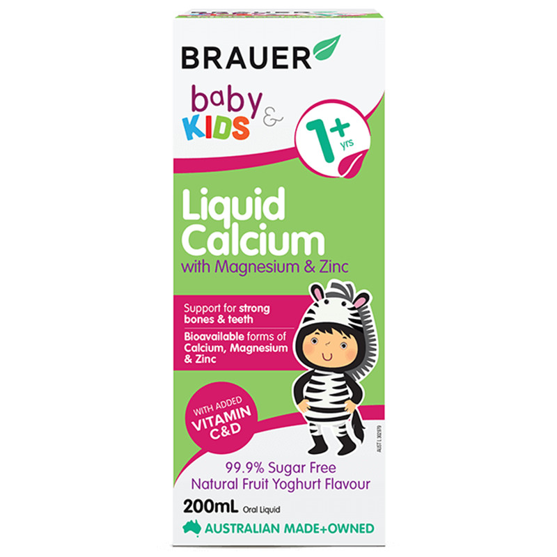 Calcium (canxi) hữu cơ, vitamin D3 cho trẻ sơ sinh, trẻ nhỏ Brauer Úc hỗ trợ phát triển chiều cao, cơ bắp, ngủ ngon, tăng hệ miễn dịch-OZ Slim Store