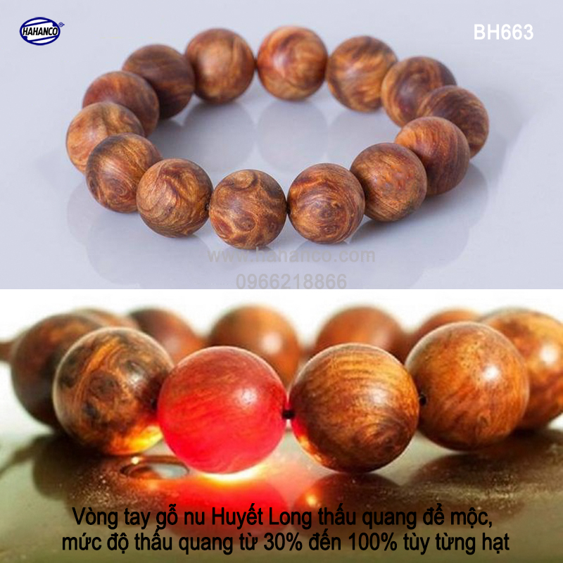 Vòng tay Nu huyết long Thấu quang để mộc hàng VIP - Mùi thơm vĩnh viễn [BH663] Bracelets of HAHANCO