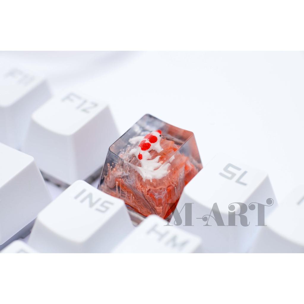 Nút dành cho bàn phím cơ cá koi phối màu san hô tiểu cảnh - Fishes Koi Keycap artisan handmade