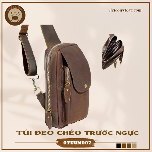 Túi Đeo Chéo Da Bò Sáp, Túi Đeo Chéo Da Bò Thời Trang_VietCow_0TUUN007