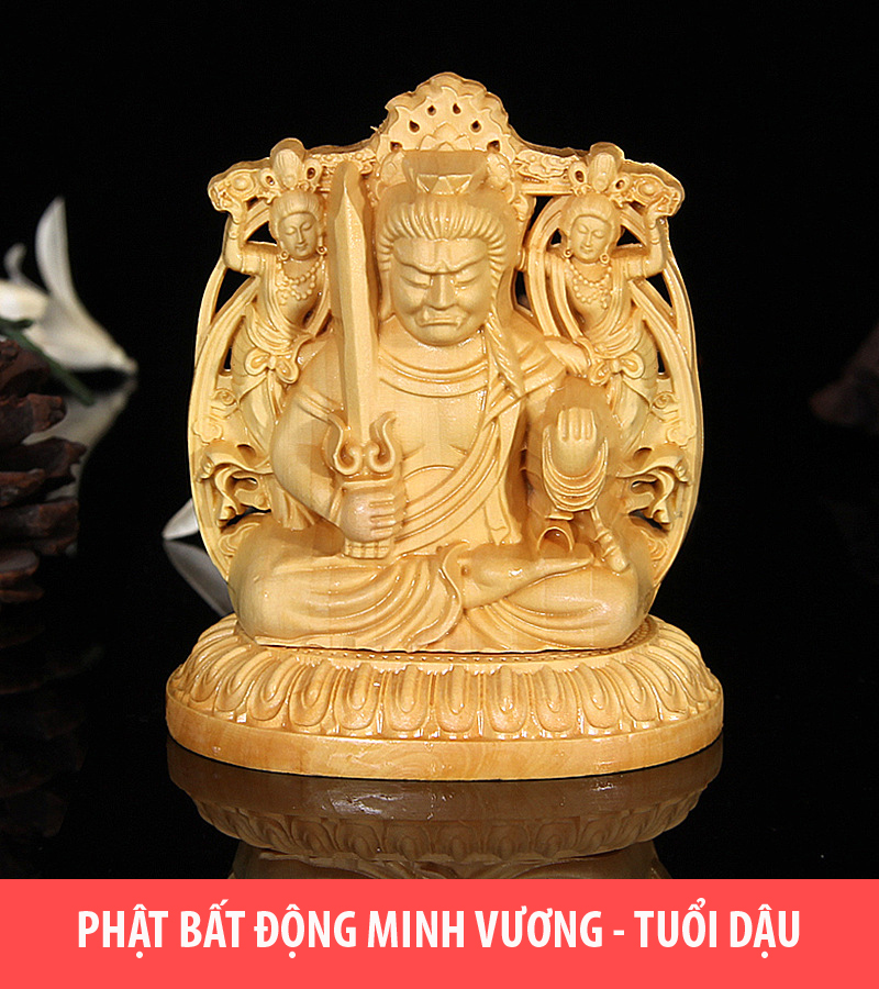 Tượng để xe ô tô phật Bất Động Minh Vương bằng gỗ Hoàng Dương V183
