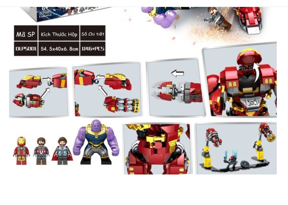 Lắp Ráp Xếp Hình Super Heroes Marvel Mô Hình Bộ giáp Người Sắt Hulbuster Iron Man Chống Lại Thanos Endgame - Đồ Chơi Trẻ Em