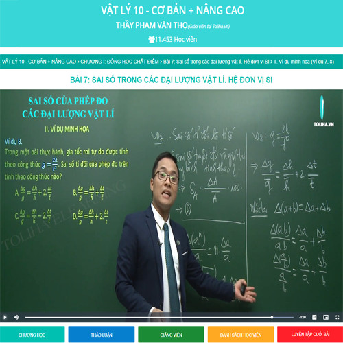 Khóa học VẬT LÝ 10 - CƠ BẢN + NÂNG CAO thầy Phạm Văn Thọ - 09 tháng