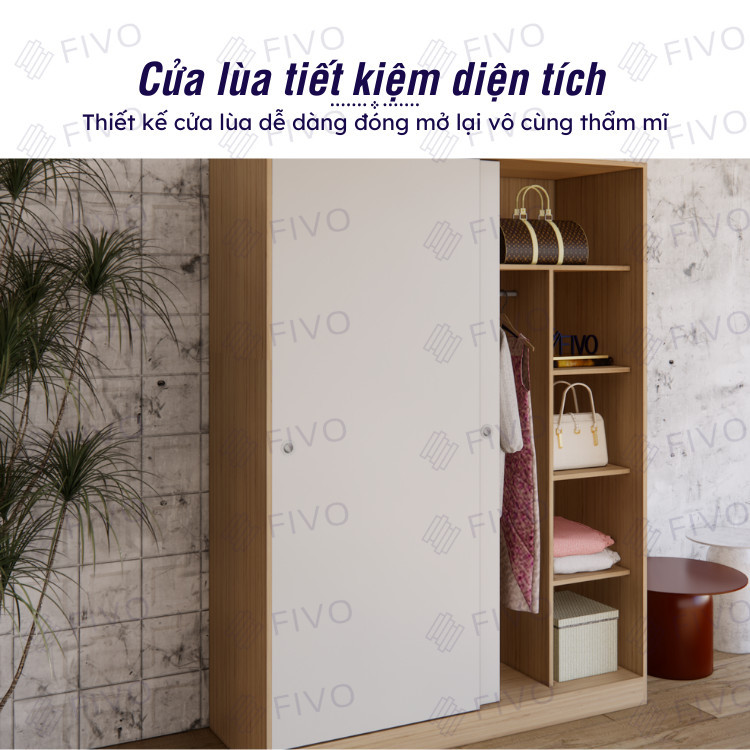 Tủ Gỗ Quần Áo Cửa Lùa FIVO Mẫu FC04 Diện Tích Để Đồ Rộng Rãi, Móc Treo Tiện Dụng Mẫu Mã Hiện Đại Sang Trọng