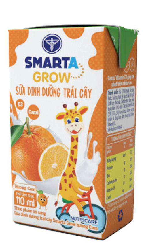 Thùng sữa dinh dưỡng trái cây Smarta Grow hương Cam (110ml x 48 hộp)