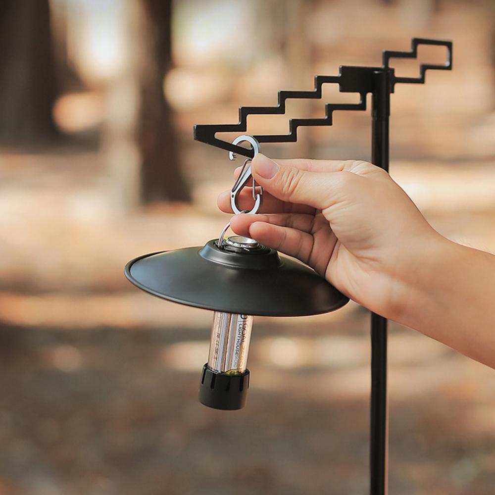 Ground Nail and Desk-Mounted Dual Use Camping Detachable Lamp Holder Practical High Strength Metal Black Outdoor Hiking Light Bracket