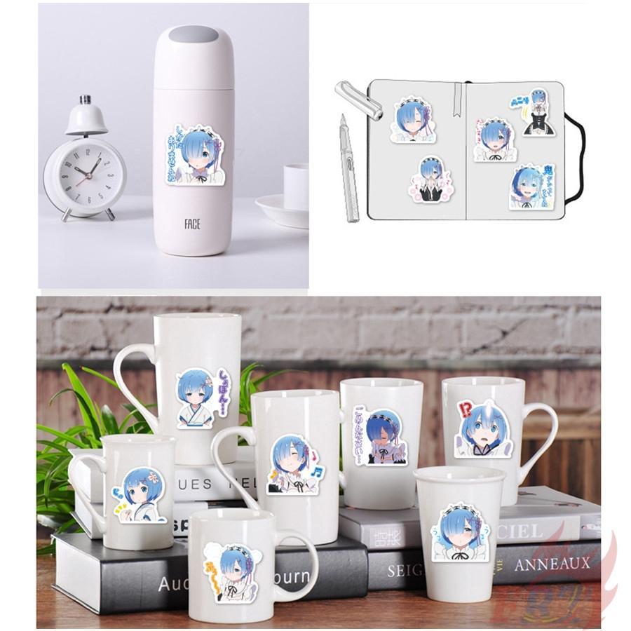 Bộ 40 Miếng Dán Trang Trí Hình Nhân Vật Re: Zero - Anime Rem & Ram
