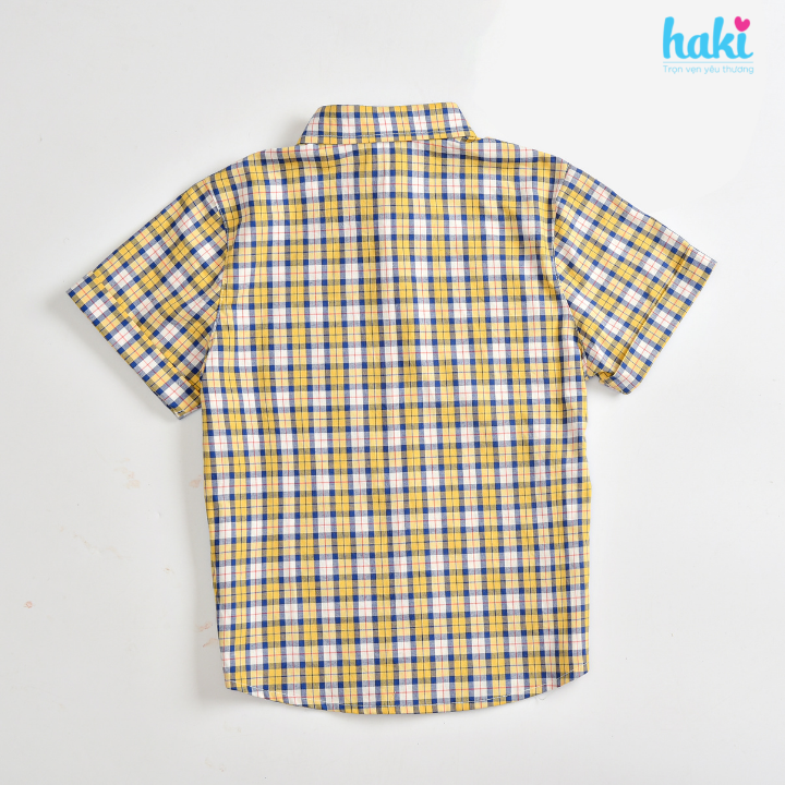 Áo sơ mi cộc tay bé trai vải 100% cotton cho bé hàng chính hãng HAKI HK522 (từ 10-27kg)
