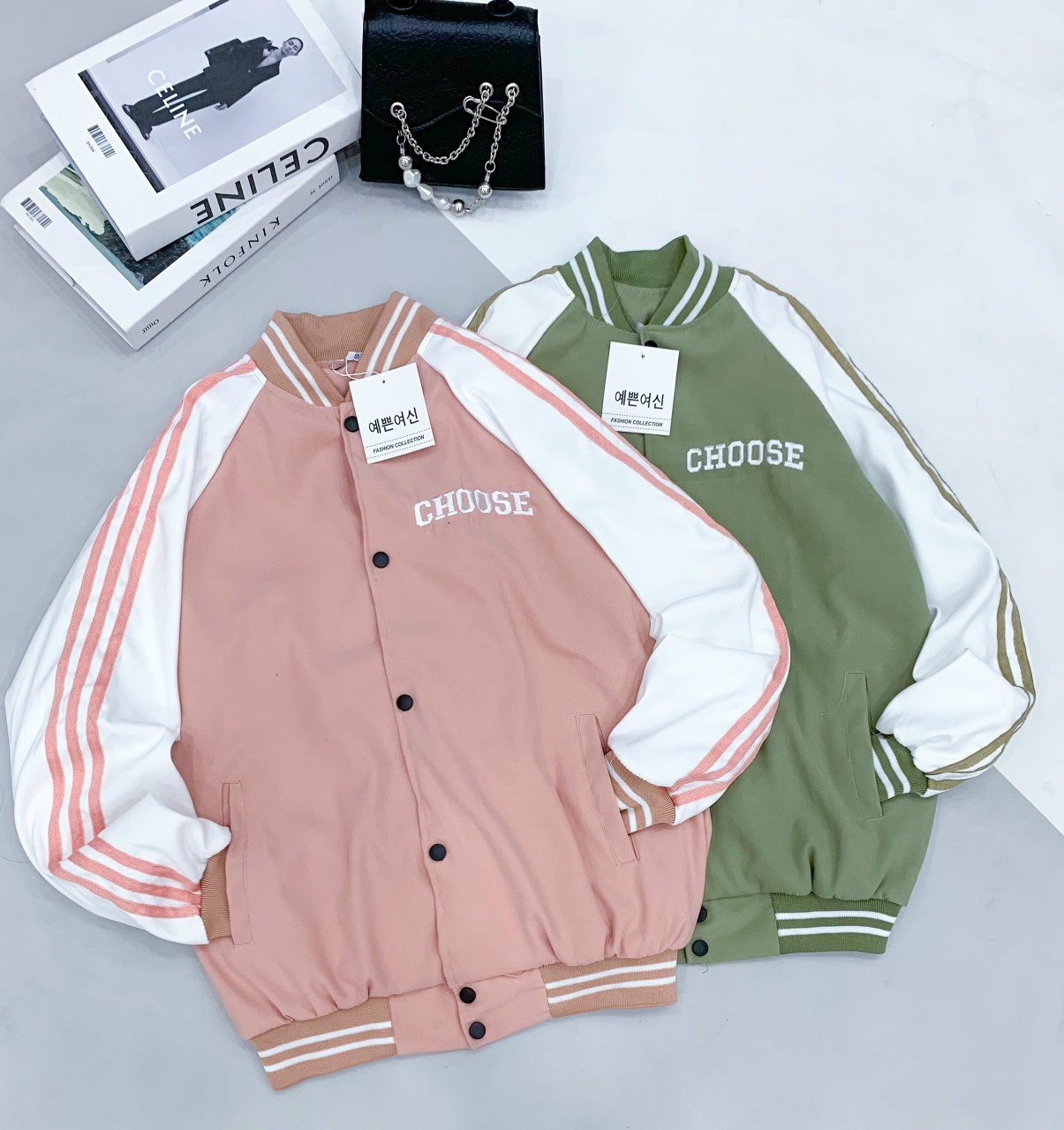 Áo Khoác nữ Chất da lộn vải 2 lớp dày dặn THÊU CHỮ CHOOSE chất vải mịn form rộng