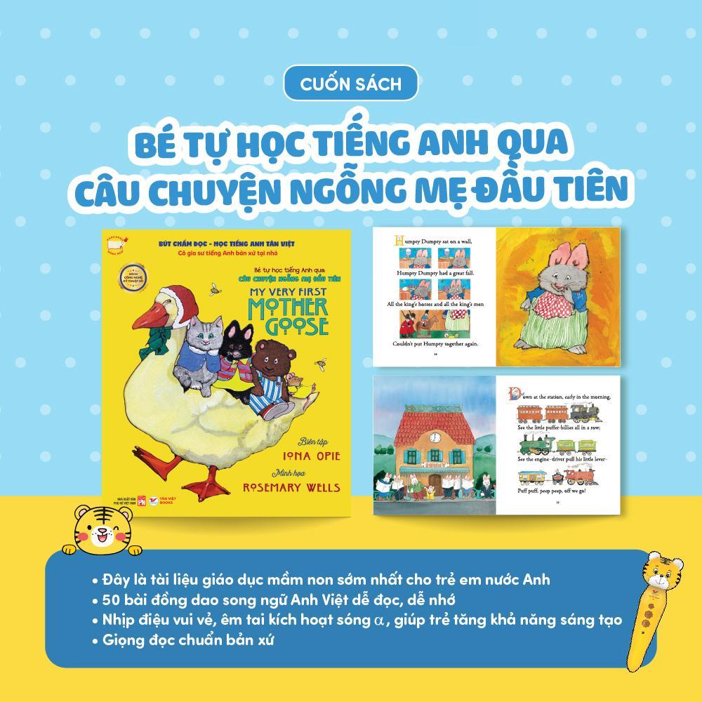 Sách - Bút Chấm Đọc-Học Tiếng Anh Tân Việt - Cô Gia Sư Tiếng Anh Bản Xứ Tại Nhà - Phiên Bản Ngỗng Mẹ (Dành Cho Trẻ Từ 0 Đến 6 Tuổi) - Tặng Sách Tỏa Sáng Trong Đêm - Chúc Ngủ Ngon Ông Già Noel