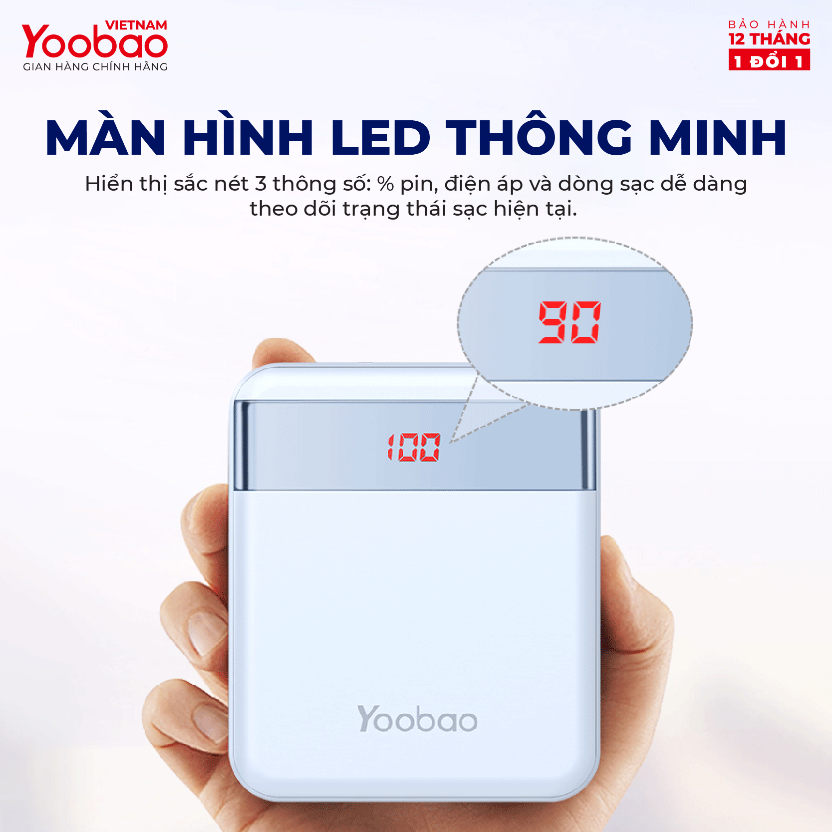 Pin sạc dự phòng 10000mAh YOOBAO M4Pro 2 cổng USB có đèn pin LED - hàng chính hãng