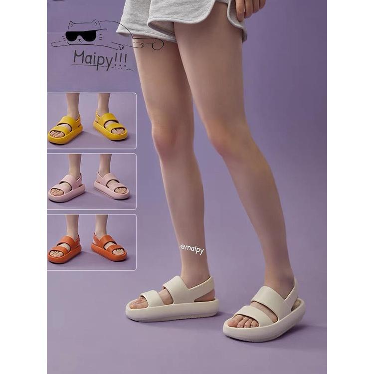 Giày sandal bánh mì nữ 2 quai ngang chất EVA đế cao 3cm đi mưa siêu bền iDÉP- GL066