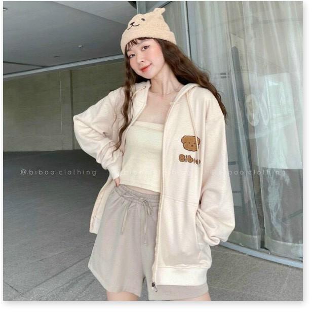 ÁO KHOÁC NỮ CÓ DÂY KÉO FORM RỘNG IN HÌNH HỌA TIẾT XINH XẮN LANA FASHION