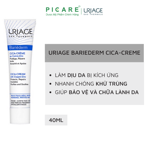 Uriage Bariéderm Repairing Cica-Cream: Kem Chăm Sóc Da Kích Ứng (40 ml)