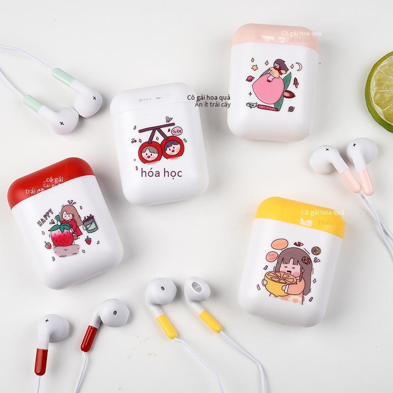 Giao hàng nhanh Tai nghe hoạt hình cho Android Apple Phiên bản Hàn Quốc Tai nghe nhét trong tai điều khiển dây dễ thương có hộp đựng